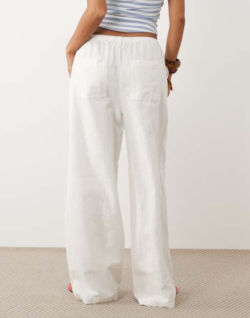 ASOS DESIGN Petite - Pantaloni bianco sporco effetto lino, 2 di 5
