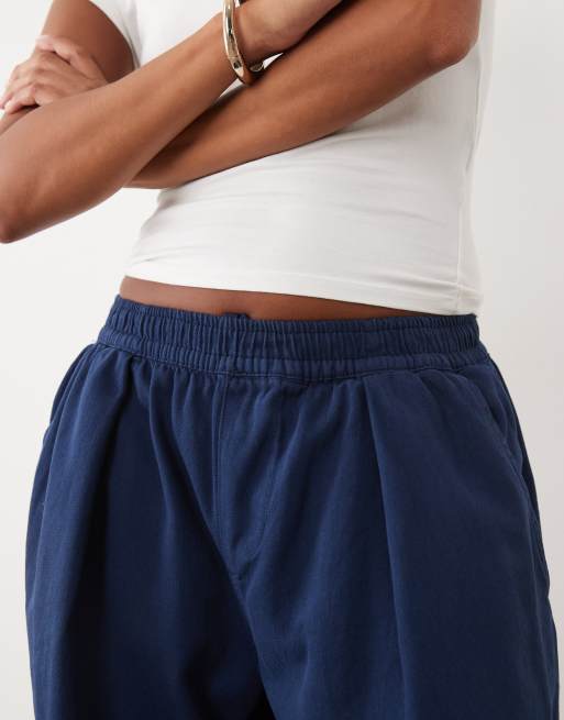 ASOS DESIGN Petite - Pantaloni blu navy con coulisse in vita, 4 di 5