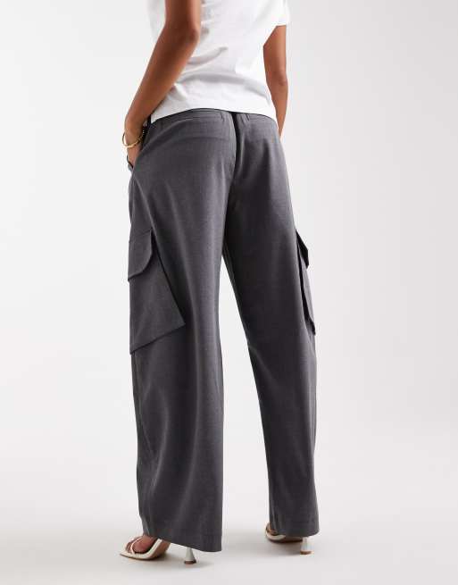 ASOS DESIGN Petite - Pantaloni bombati sartoriali multitasche grigio antracite , 4 di 5