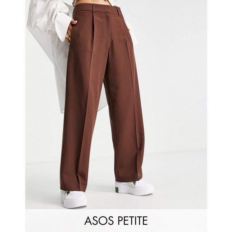 Pantaloni e leggings Pantaloni con fondo ampio DESIGN Petite - Pantaloni boyfriend extra larghi color cioccolato