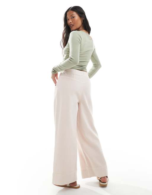 ASOS DESIGN Petite - Pantaloni corti con fondo ampio rosa slavato, 3 di 5