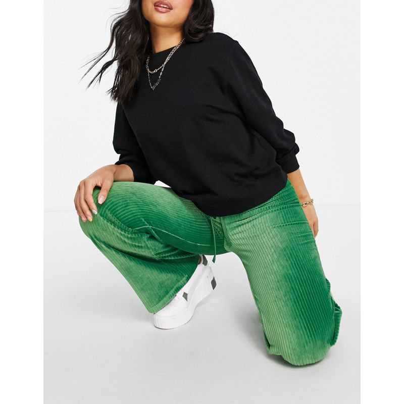 9fkOP Pantaloni con fondo ampio DESIGN Petite - Pantaloni dad in velluto a coste verde
