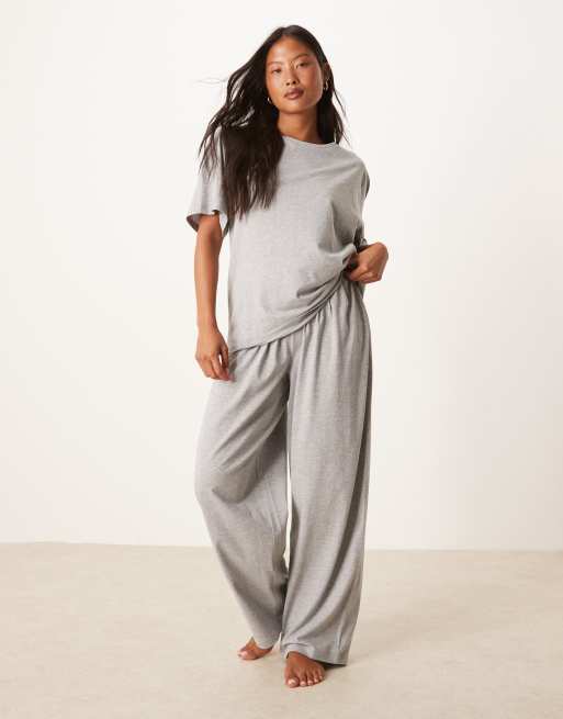ASOS DESIGN Petite - Pantaloni del pigiama mix & match in cotone grigio mélange, 4 di 4