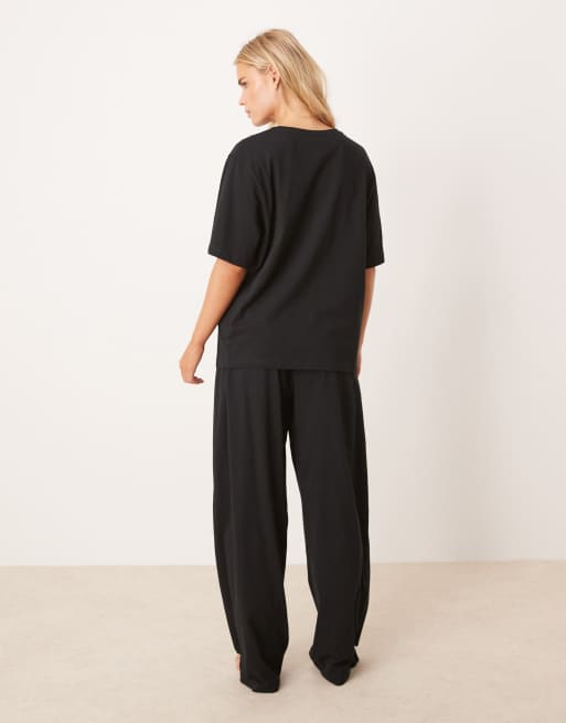 ASOS DESIGN Petite - Pantaloni del pigiama mix & match neri in cotone, 4 di 4