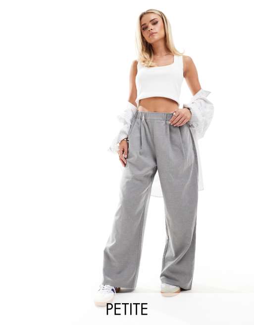ASOS DESIGN Petite - Pantaloni in flanella color grigio chiaro 