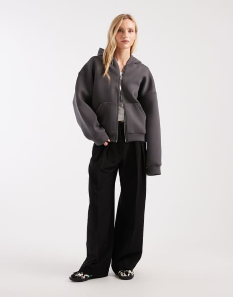 ASOS DESIGN Petite - Pantaloni sartoriali a fondo ampio neri con pieghe - view 1