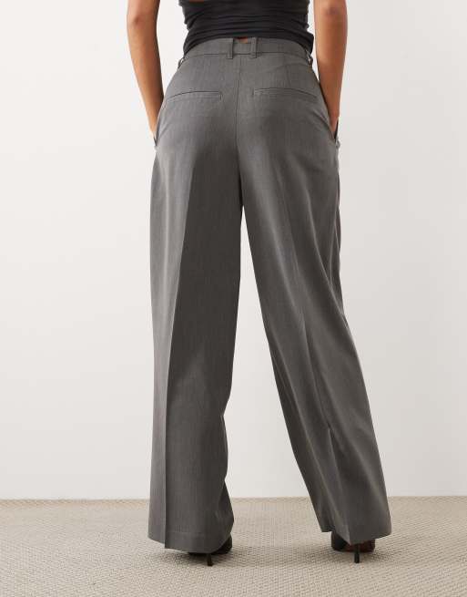 ASOS DESIGN Petite pantaloni sartoriali a gamba larga con piega in antracite, 5 di 5