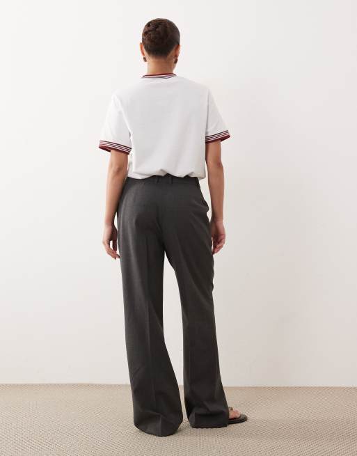 ASOS DESIGN Petite pantaloni sartoriali slim dritti in grigio antracite mélange, 5 di 5