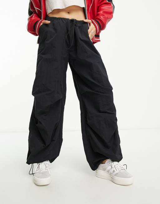 ASOS DESIGN Petite parachute cargo pants in black ASOS