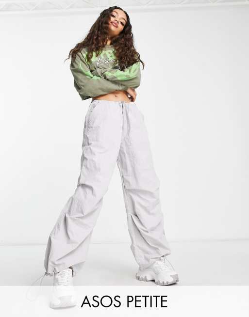 ASOS DESIGN parachute cargo pants in white