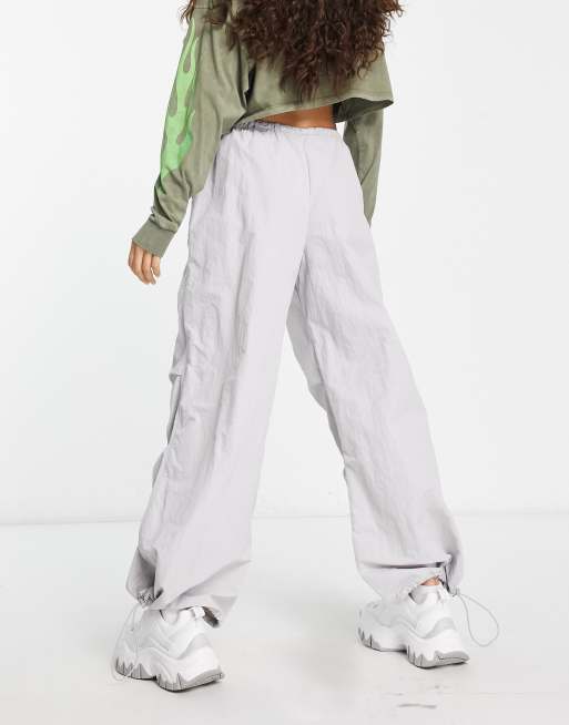 ASOS DESIGN Petite parachute cargo pants in gray