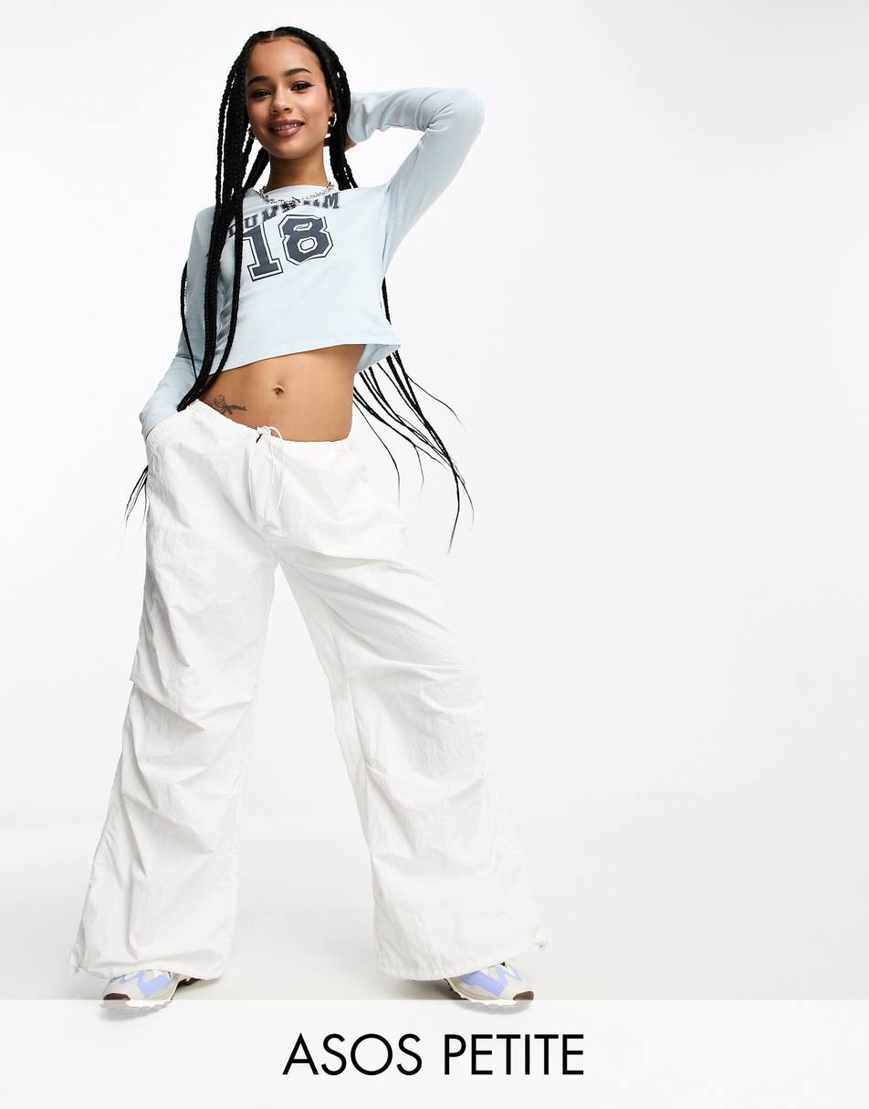 COLLUSION Unisex parachute pants in white