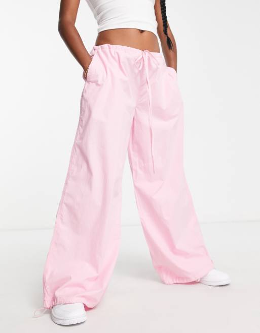 ASOS DESIGN Petite parachute cargo trousers in pink