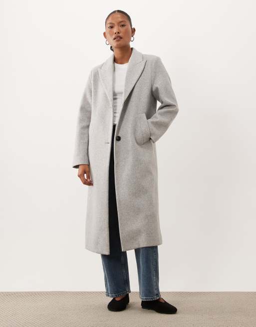 ASOS DESIGN Petite płaszcz oversize jednorzędowy w jasnoszarym kolorze, 1 z 4