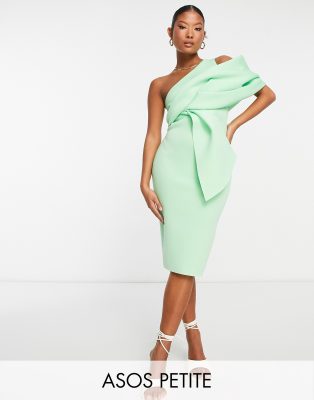 ASOS DESIGN  Petite peekaboo midi pencil dress in light green