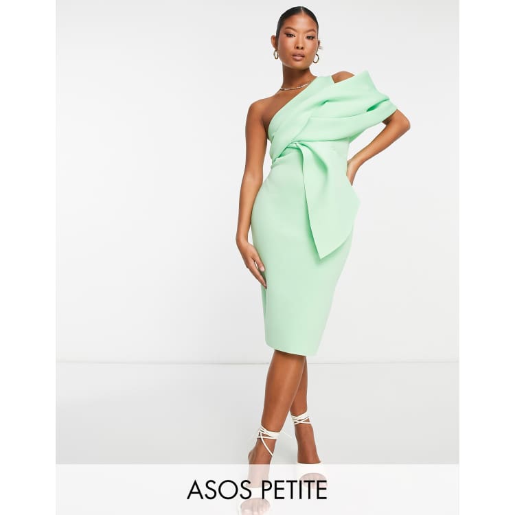 ASOS DESIGN Petite peekaboo midi pencil dress in light green