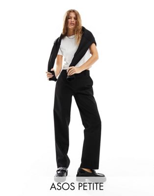 Shop Asos Design Petite Pencil Pants In Pinstripe-black