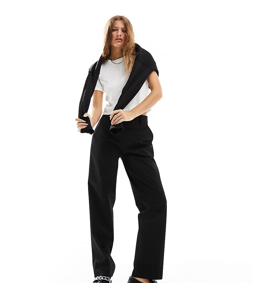ASOS DESIGN Petite pencil trousers in pinstripe-Black