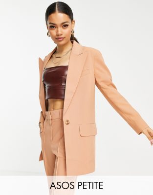 ASOS DESIGN Petite long line perfect blazer in blush - ASOS Price Checker