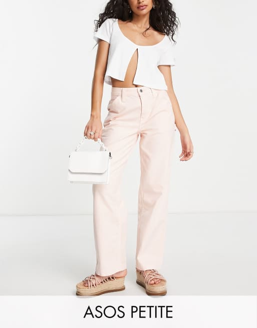 ASOS DESIGN Petite – Persikofärgade cargobyxor