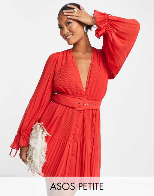 Robe plissée rouge new arrivals