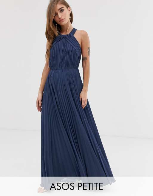 Asos design pleated outlet bodice halter midi dress