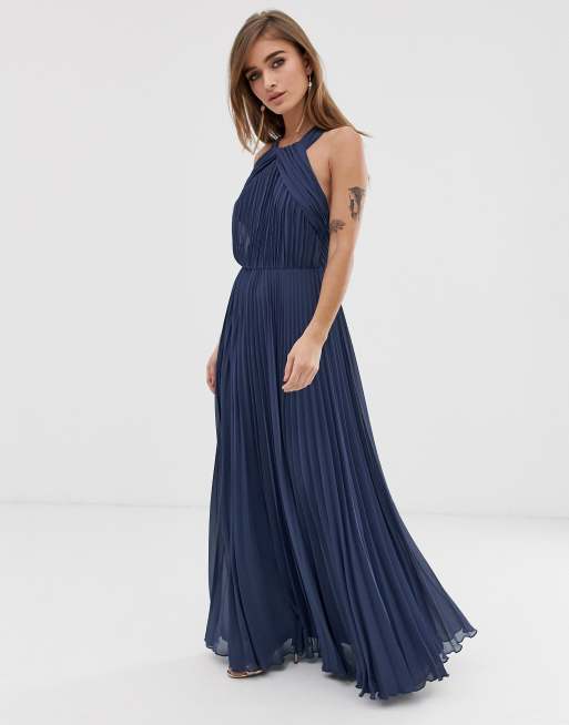 Asos design pleated clearance bodice halter midi dress