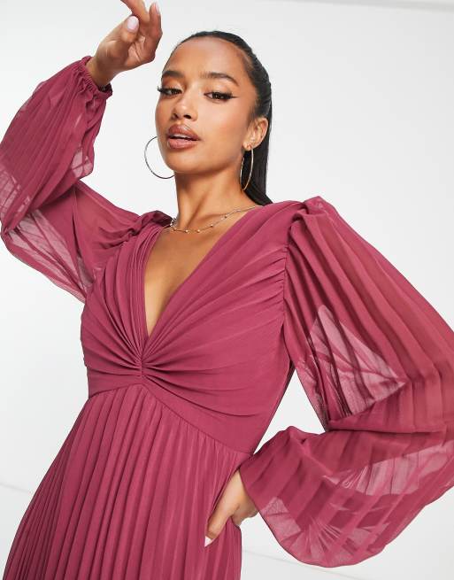 ASOS Pleated Plunge Neck Top