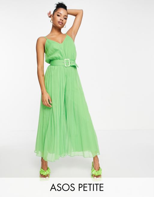 Pleated green sales jumpsuit