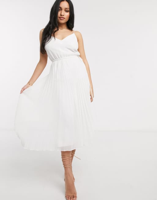 Asos white store pleated dress