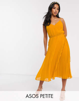 Pleated cami store midi dress