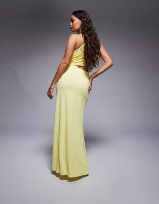 ASOS PETITE ASOS DESIGN PETITE PLEATED MAXI DRESS WITH ASYMMETRIC ONE SHOULDER AND TWISTED SKIRT 