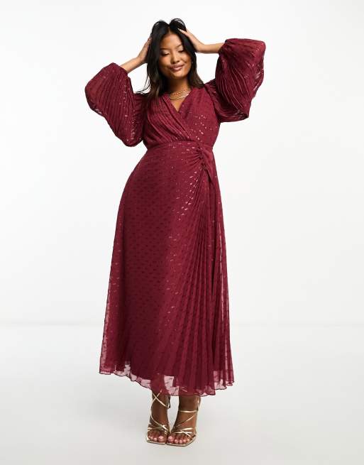 Plus size outlet burgundy wrap dress