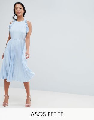 asos blue pleated dress