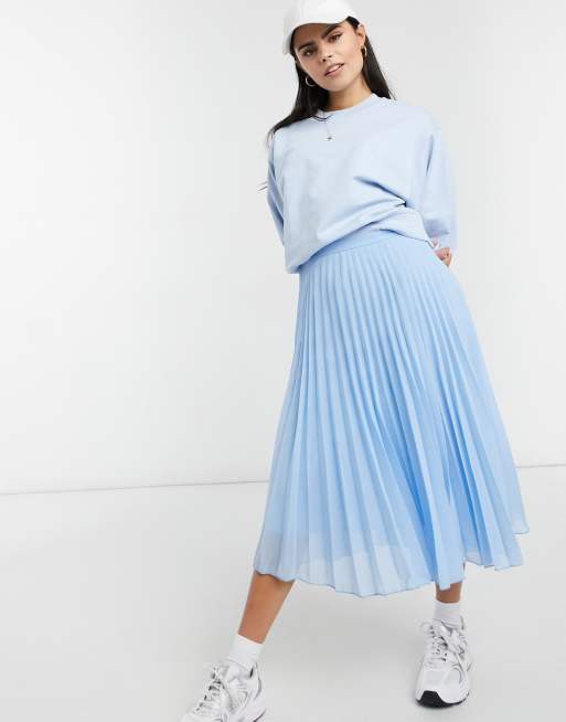 Asos blue shop pleated skirt