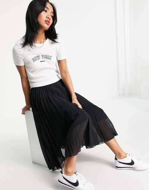 ASOS DESIGN pleated midi skirt in black