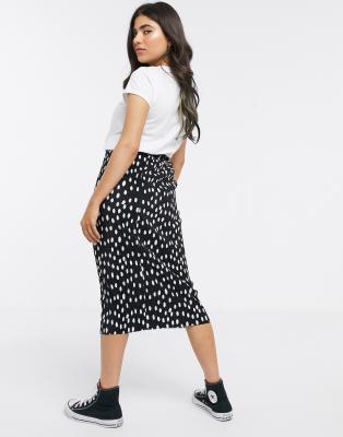 asos polka dot midi skirt