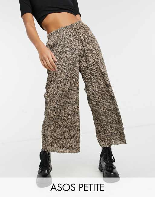 ASOS DESIGN Petite - Plissé culotte-broek in dierenprint