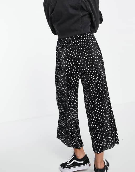 ASOS DESIGN Petite - Plissé culotte-broek in zwart-witte stippen, 2 van 4