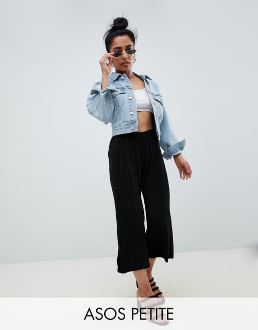 ASOS DESIGN plisse culotte pants in black