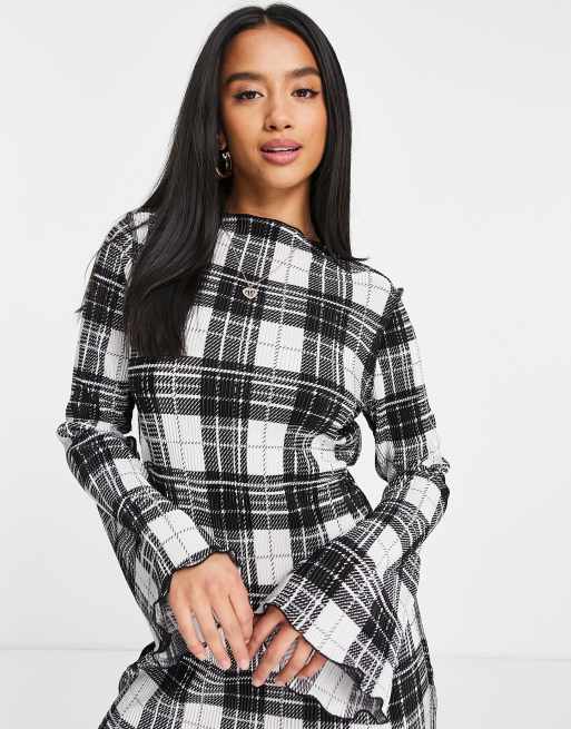 Check long sleeve clearance dress