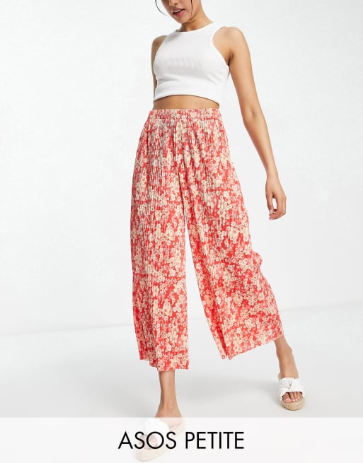 ASOS DESIGN Petite - Plisserede culotter med blomsterprint