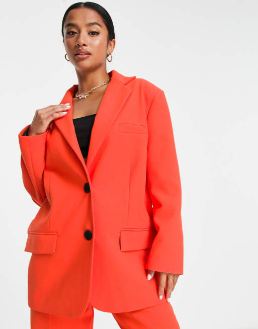 ASOS DESIGN Petite – Pop Boy – Jaskrawopomarańczowa marynarka garniturowa, 4 z 4