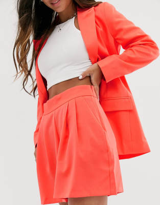 coral shorts suit