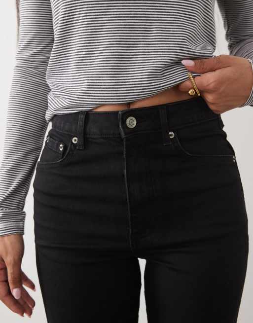 ASOS DESIGN Petite power stretch sculpt flare jeans in black, 3 of 5