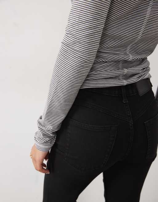 ASOS DESIGN Petite power stretch sculpt flare jeans in black, 4 of 5