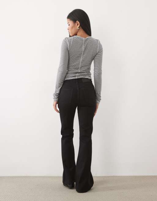 ASOS DESIGN Petite power stretch sculpt flare jeans in black, 5 of 5