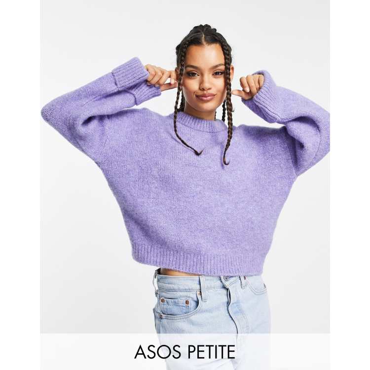 ASOS DESIGN 90s shoulder bag with flap in lilac bobble knit