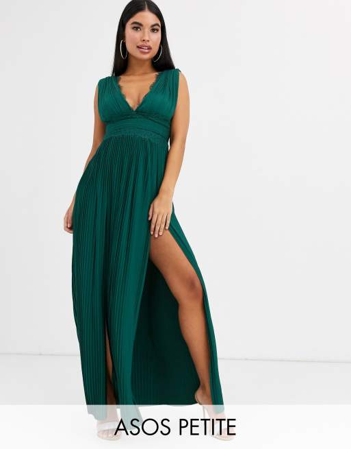 asos pleated maxi dress with lace inserts