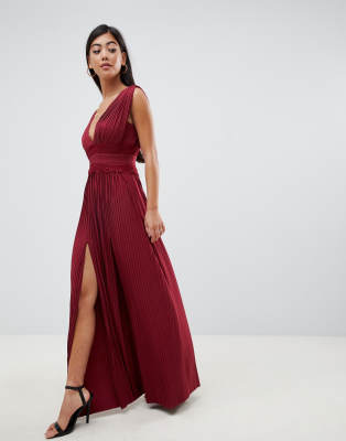 asos premium lace insert pleated maxi dress